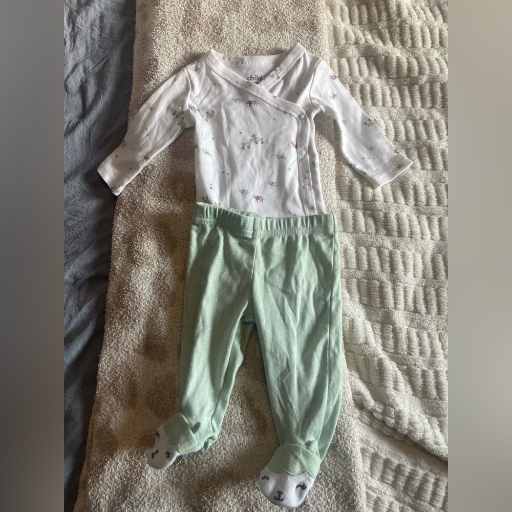 Carter's Green and White Infant Outfit